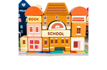 Dřevěné kostky – Město 115 ks s podložkou