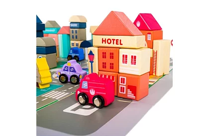 Dřevěné kostky – Město 115 ks s podložkou