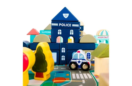 Dřevěné kostky – Město 115 ks s podložkou