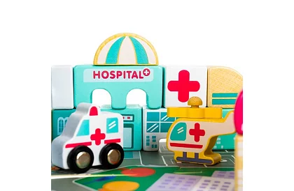 Dřevěné kostky – Město 115 ks s podložkou