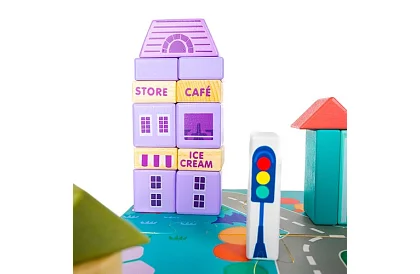 Dřevěné kostky – Město 115 ks s podložkou