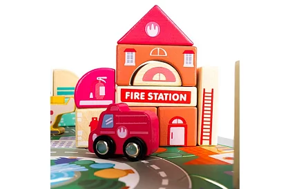 Dřevěné kostky – Město 115 ks s podložkou