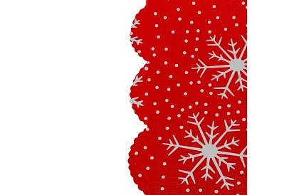 Dlouhý vánoční červený běhoun s vločkami – 150 x 35 cm