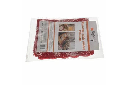 Dlouhý vánoční červený běhoun s vločkami – 150 x 35 cm