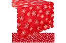 Dlouhý vánoční červený běhoun s vločkami – 150 x 35 cm
