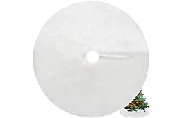 Podložka pod vánoční stromek – 150 cm, bílá kožešina