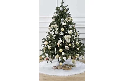 Podložka pod vánoční stromek – 120 cm, bílá kožešina