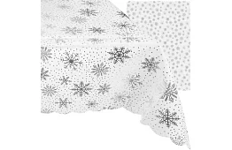 Ubrus se sněhovými vločkami 180 x 140 cm – bílostříbrný