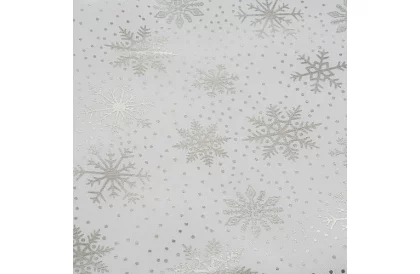 Ubrus se sněhovými vločkami 260 x 140 cm – bílostříbrný