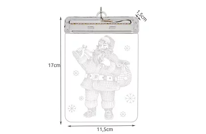 LED vánoční vitráž na baterie – SANTA