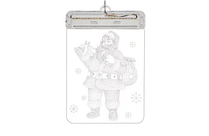 LED vánoční vitráž na baterie – SANTA