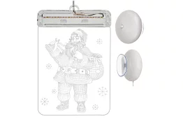 LED vánoční vitráž na baterie – SANTA