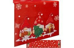 Dlouhý vánoční běhoun 180 x 40 cm – červený se skřítky