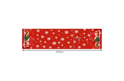 Dlouhý vánoční běhoun 220 x 40 cm – červený se skřítky