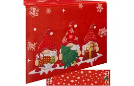 Dlouhý vánoční běhoun 220 x 40 cm – červený se skřítky