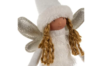 Vánoční bílá víla s křídly – 40 cm