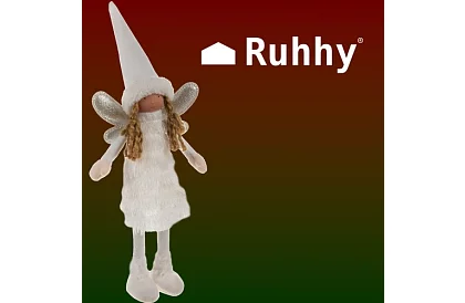 Vánoční bílá víla s křídly – 40 cm