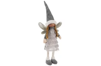 Vánoční stříbrná víla s křídly – 40 cm