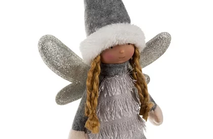 Vánoční stříbrná víla s křídly – 40 cm