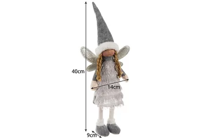 Vánoční stříbrná víla s křídly – 40 cm