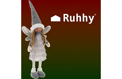 Vánoční stříbrná víla s křídly – 40 cm