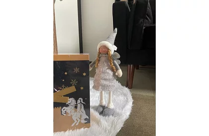 Vánoční stříbrná víla s křídly – 40 cm