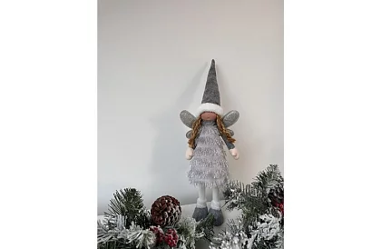 Vánoční stříbrná víla s křídly – 40 cm