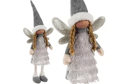 Vánoční stříbrná víla s křídly – 40 cm