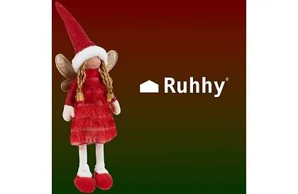 Vánoční červená víla s křídly – 40 cm