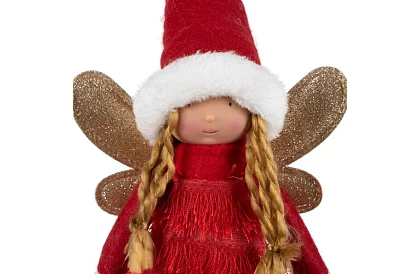 Vánoční červená víla s křídly – 40 cm