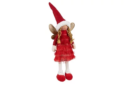 Vánoční červená víla s křídly – 40 cm
