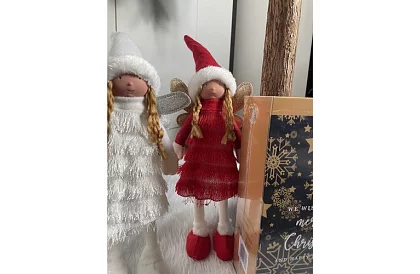 Vánoční červená víla s křídly – 40 cm