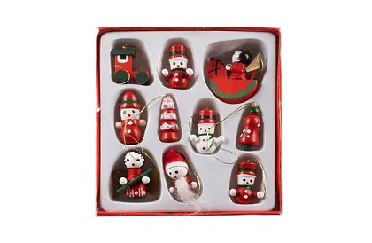 Vánoční dřevěné ozdoby - 10 kusů