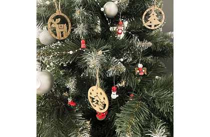 Vánoční dřevěné ozdoby - 10 kusů