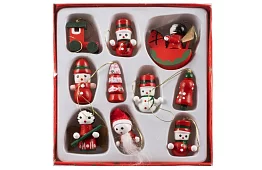 Vánoční dřevěné ozdoby - 10 kusů