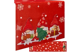 Dlouhý vánoční běhoun 150 x 40 cm – červený se skřítky