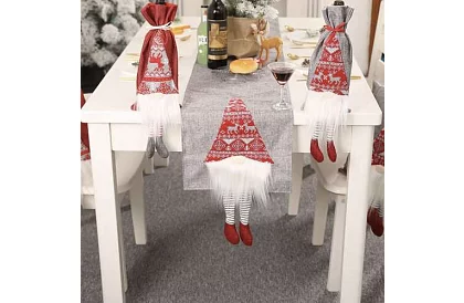 Dlouhý vánoční běhoun se skřítkem 215 x 34 cm