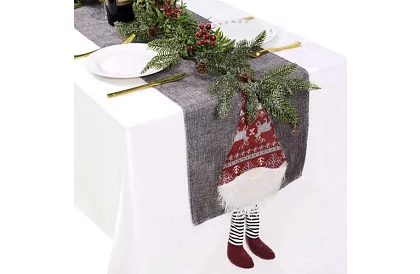 Dlouhý vánoční běhoun se skřítkem 215 x 34 cm