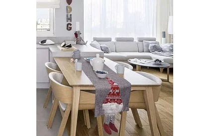 Dlouhý vánoční běhoun se skřítkem 215 x 34 cm