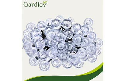 Dekorativní venkovní solární řetěz Balls – 10 metrů, teplá bílá