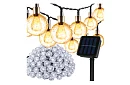 Dekorativní venkovní solární řetěz Balls – 10 metrů, teplá bílá