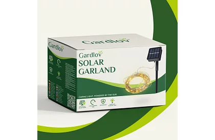 Dekorativní venkovní solární řetěz 15 metrů – teplá bílá