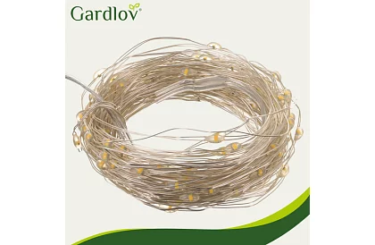 Dekorativní venkovní solární řetěz 15 metrů – teplá bílá