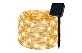 Dekorativní venkovní solární řetěz 15 metrů – teplá bílá