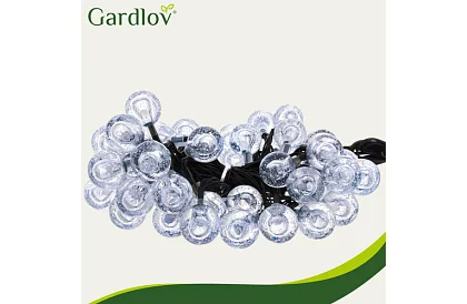 Dekorativní venkovní solární řetěz Balls – 7 metrů, teplá bílá