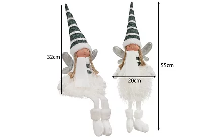 Vánoční sedící bílá víla s křídly – 32 cm