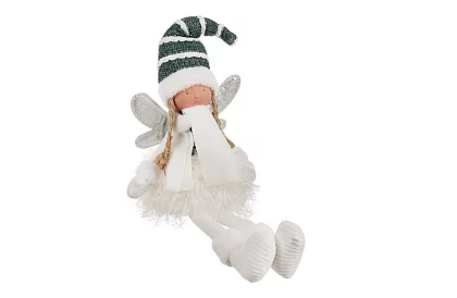 Vánoční sedící bílá víla s křídly – 32 cm