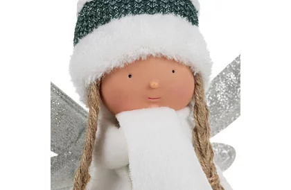 Vánoční sedící bílá víla s křídly – 32 cm