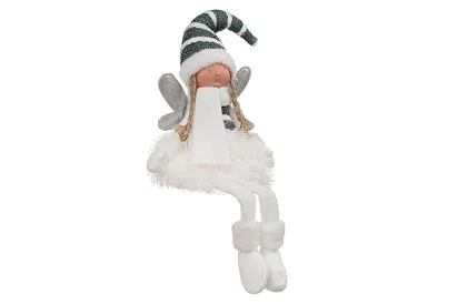 Vánoční sedící bílá víla s křídly – 32 cm