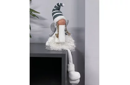 Vánoční sedící bílá víla s křídly – 32 cm